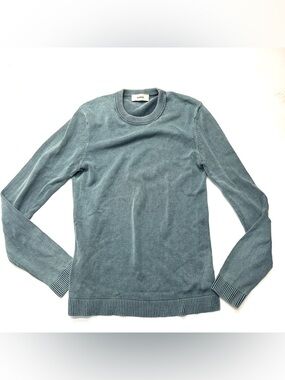 Buck Mason Teal Blue Knit Crewneck Pullover Sweater 100% Cotton Traveler